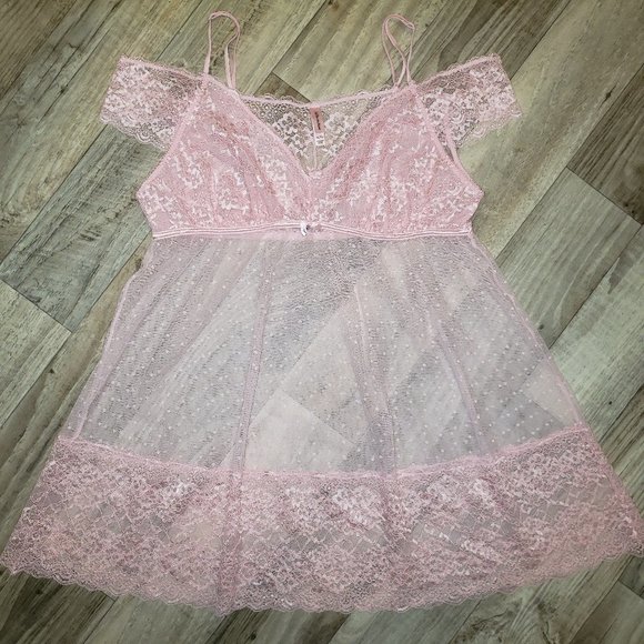 La Vie En Rose Other - La Vie en Rose Pink Lace Babydoll
